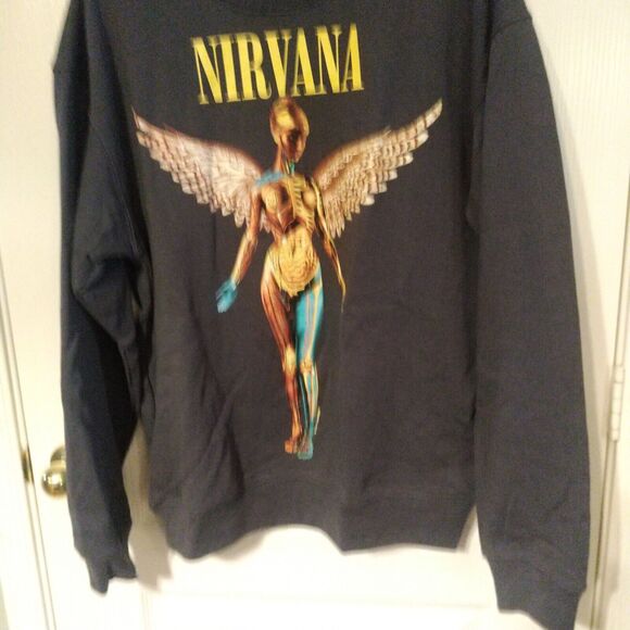 Rare Nirvana In Utero Angel Gray Black Crewneck Sweatshirt Size XL 1993 - Picture 4 of 8